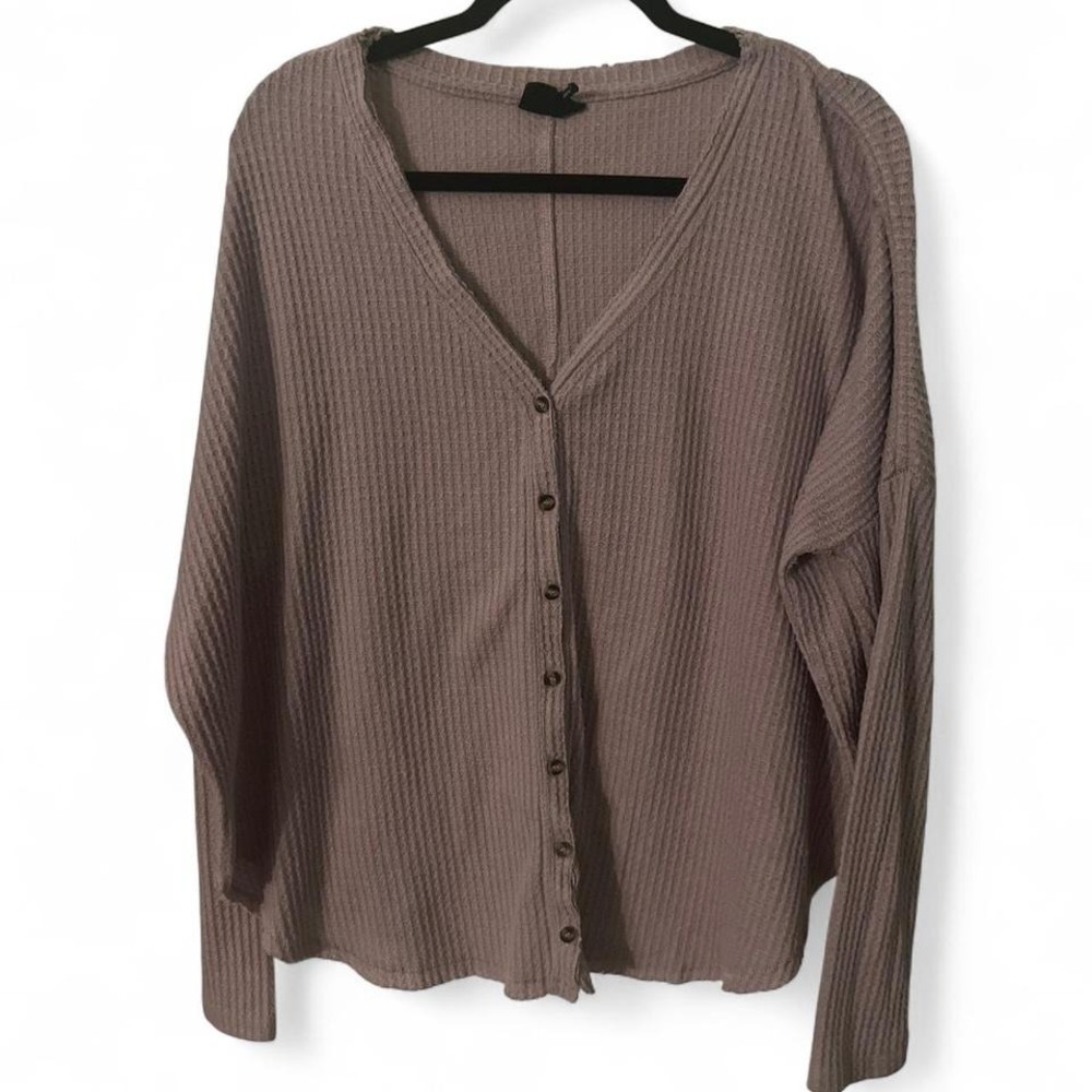 BROWN/PURPLE‎ URBAN OUTFITTERS WAFFLE KNIT THERMAL